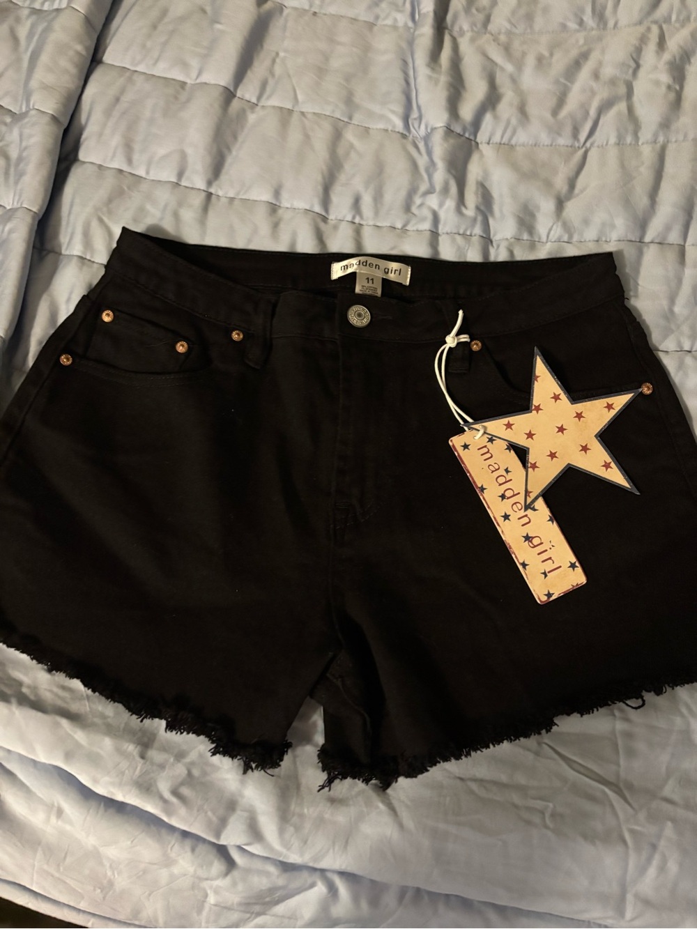 Madden Girl Women's Black Denim Cutoff Shorts
